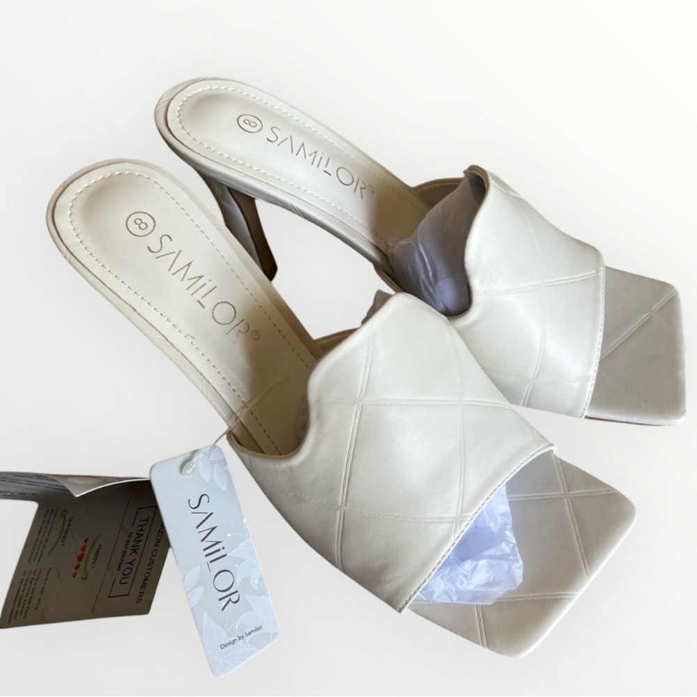 SAMILOR Square Toe Nude Beige Heels New Size 8